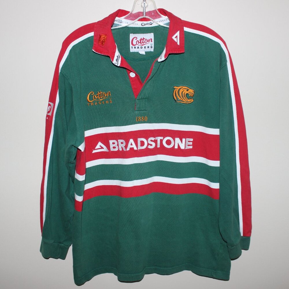 Cotton Traders LEICESTER TIGERS 2002-03 home long sleeved pro shirt Bradstone